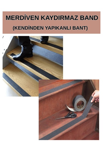 15metrex25mm Kendinen Yapışkanlı Kaydırmaz Merdven Band - Kaydırmaz Zemin Merdiven Bant