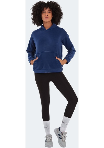 Slazenger SASSA IN Kadın Kapüşonlu Cepli Indigo Polar
