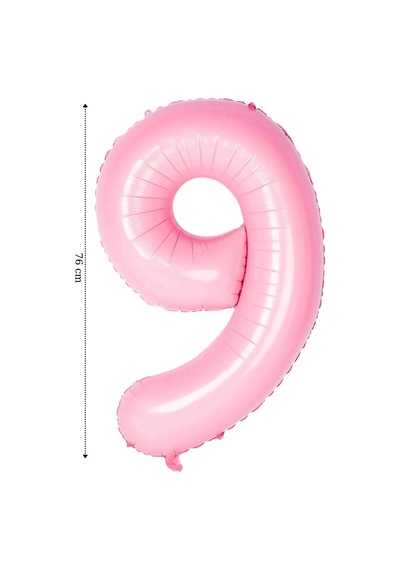 Folyo Balon 9 Rakamı Helyum Balon Pembe Renk Çok Renkli
