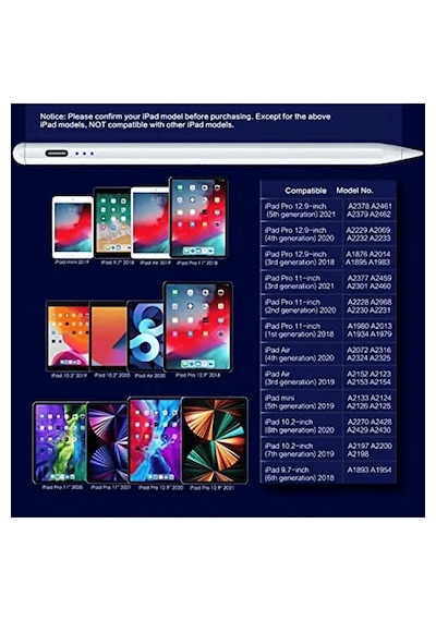 Pixora Universal Tüm Tablet Ve Apple Uyumlu iPad Pro Yükseltilmiş Eğitim Hassasiyetli Dokunmatik Yazı Kalemi Beyaz