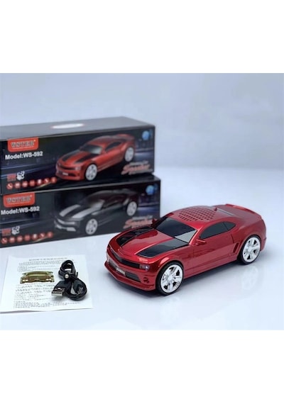 Çeşittech Ws-592 Klasik Spor Araba Tasarımlı Bluetooth Hoparlör - Stereo Ses Kaliteli, Tf/usb/fm/aux