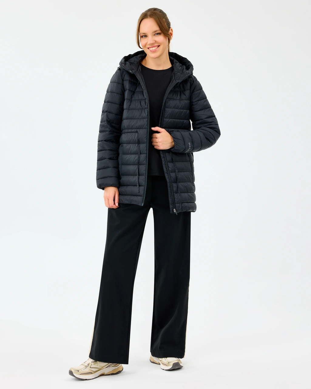 Skechers W Light Weight Quilted Jacket Kadın Siyah Mont S2520206-3817 Siyah