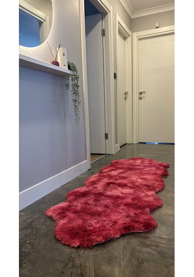 Batik Tavşan Fuşya Yumuşak Dokulu Peluş Halı Çift Kafa Post
