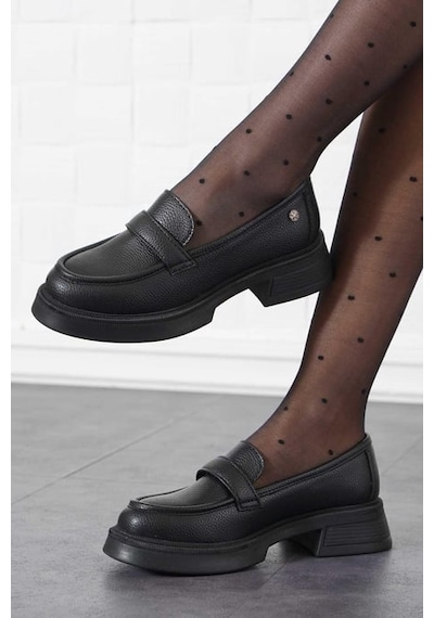 Myfit 1017 Kadın Poli Taban Loafer Casual Ayakkabı Siyah Siyah Nubuk