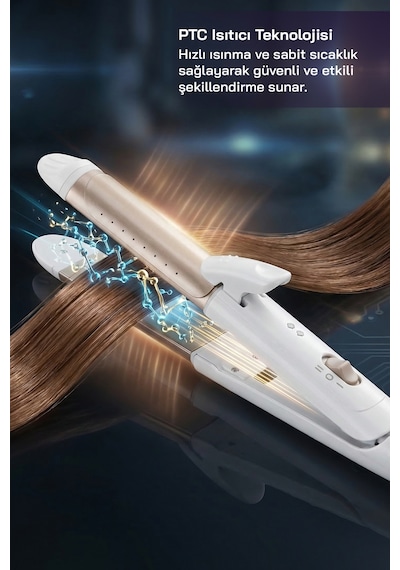 Sinbo Shd-1730 2in1 Saç Düzleştirici Ve Maşa Seramik Kaplama 180 C Çift Fonksiyon Rose Gold