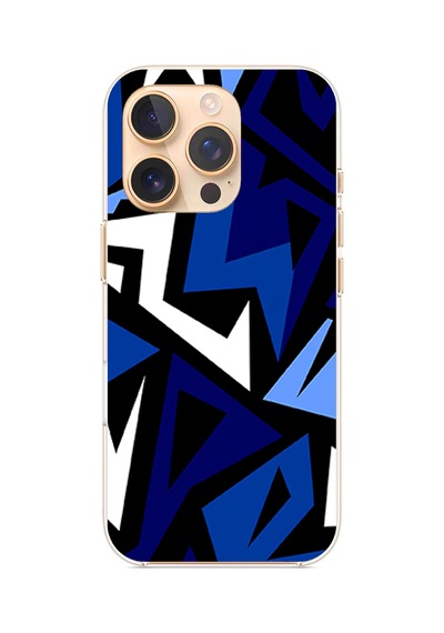 Apple Uyumlu iPhone 16 Pro  Modern Mavi Geometrik Mozaik Baskılı Silikon Kılıf Renkli