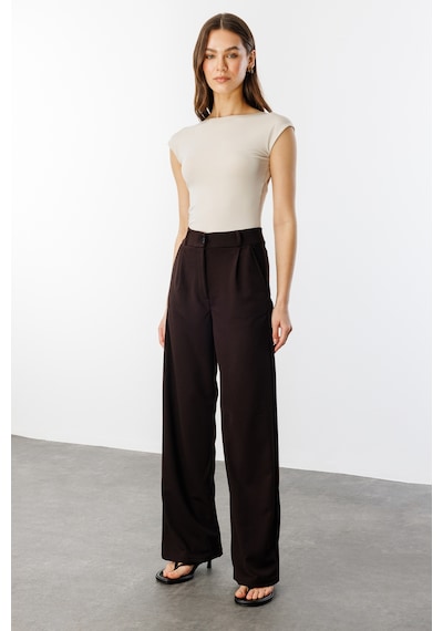 Genius Store Kadın Oversize Palazzo Pantolon Pantolon-001 Kahverengi