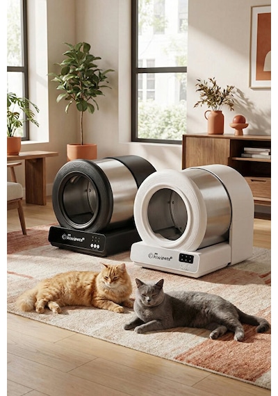 Kiwipets KPLB-10771 Akıllı Kendi Kendini Temizleyen Kedi Tuvaleti Geniş İç Hacim & Koku Giderici 60 L