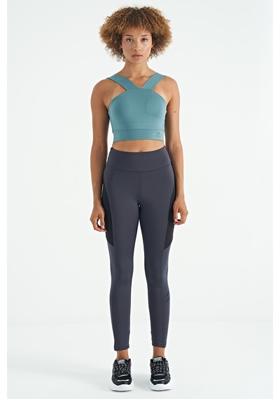 Tommy Life Mint Yeşili Logo Baskılı Dar Kalıp Dalgıç Kumaş Kadın Büstiyer - 97259 Mint Yeşili