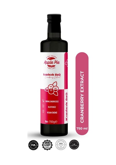 Applepiefoods Kızılcık Özü Doğal Koruyucusuz 700 Gr Analizli , Soğuk Sıkım , Cranberry Extract
