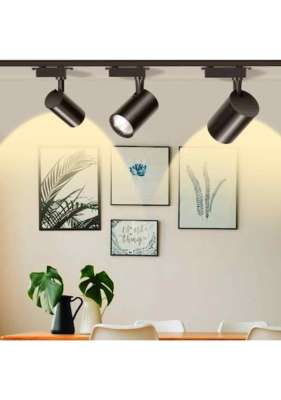 3'lü Hareketli Led Ray Spot + 1 Metre Ray Siyah Kasa Beyaz Işık