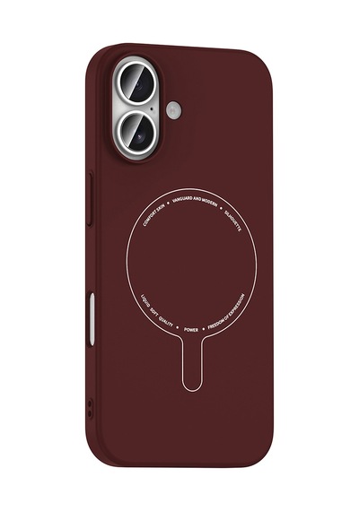 iPhone Uyumlu 16 Kılıf M-safe Şarj Özellikli Kamera Korumalı Ata Elio Sert Pc Kapak - Bordo
