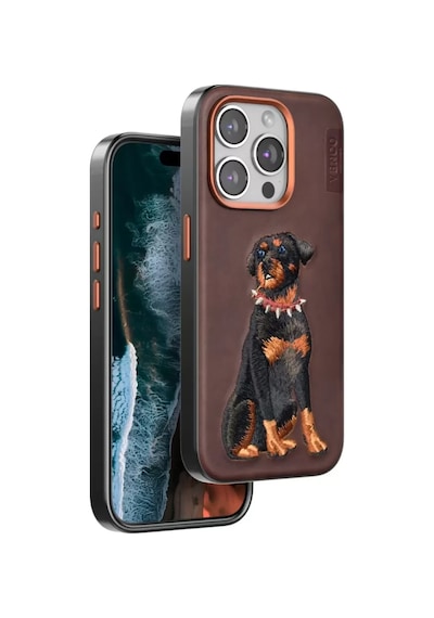 Venco Apple İphone 15 Pro Perma Desenli Kapak - Koyu Kahve