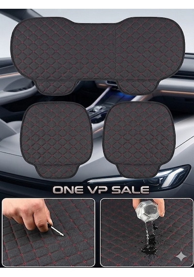 One Vıp Sale Mini Cabrio Kumaş 2li Deri Kaplama Koltuk Minderi Siyah Kırmızı Model:onevipsaleminder646