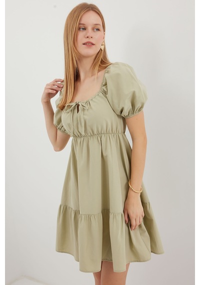 Bigdart 2351 Kloş Poplin Elbise - Çağla 001