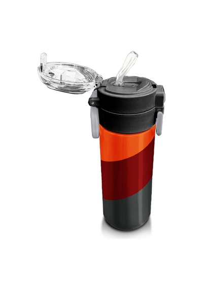 Coral High Kids Turuncu Bordo Desenli Pipetli Ve Direkt İçim Çelik Termos 500 Ml 31892 Turuncu - Mavi