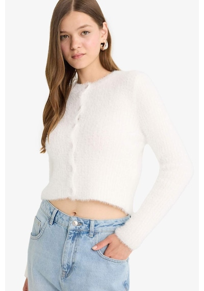 Defacto Coool Slim Fit Dar Kesim Bisiklet Yaka Triko Hırka Z9318az25wner98 Ekru