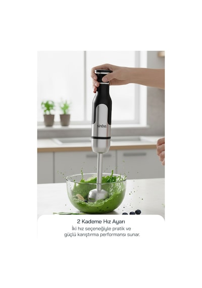 Sinbo SHB-7512 El Blender 1000W – Ayarlanabilir Hızlı, Paslanmaz Çelik Aparatlı
