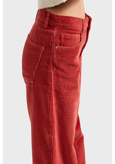 Itsbasic Kadın Orange Lora 26w5-104 Loose Fit Orta Bel Kalın Fitilli Velvet Kadife Kumaş Pantolon