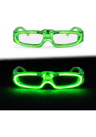 Yeşil - 944 - Led Işıklı Parti Gözlüğü 3 Modlu Glow &amp Gece - Concepta - Eğlence Gözlüğü