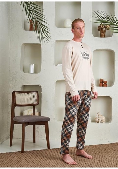 Relax Mode Erkek Patlı Pijama Takım - 10800 Siyah Ekose