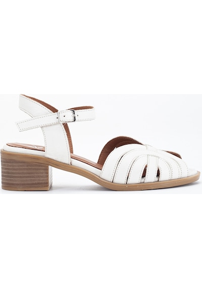 Analin Shoes Kadın Hakiki Deri Bilekten Bağlı Sandalet - Kahve Krem