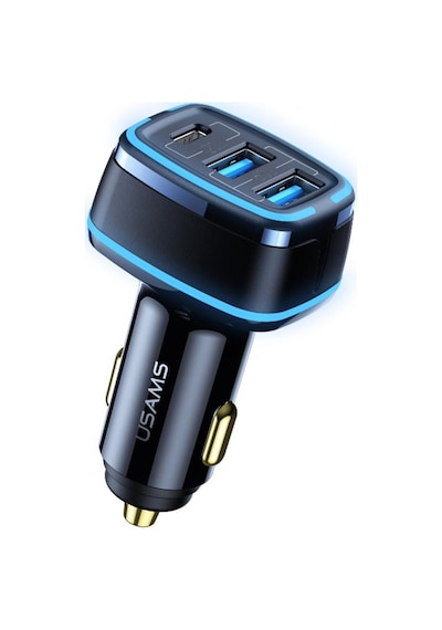 Usams US-CC126 PD Type-C + 2XUSB-A 80W Çakmaklık Hızlı Şarj Cihazı