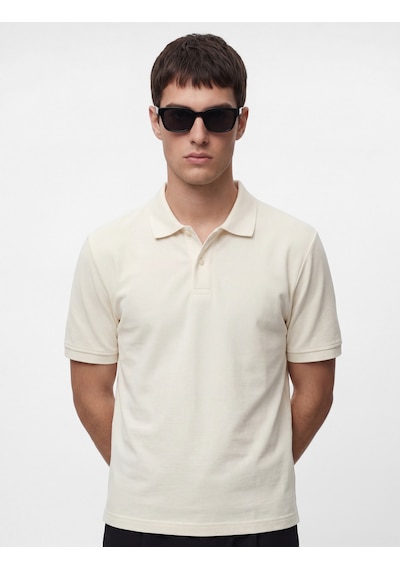 Koton Pamuklu Regular Fit Kısa Kollu Düğmeli Polo Yaka Tişört Ekru 6sam10290mk