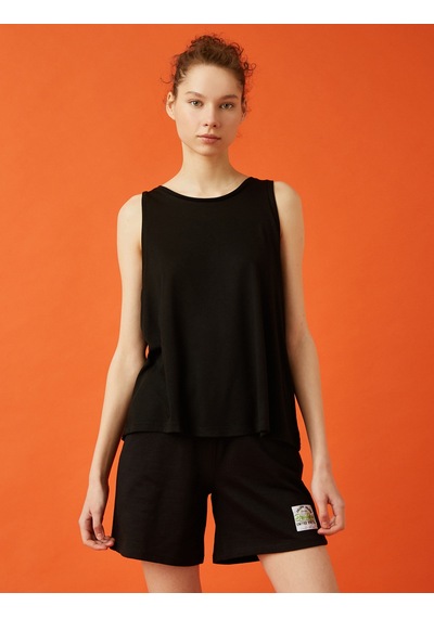 Koton Çizgili Atlet Basic Halter Yaka Tanktop Siyah 1yal38234ık