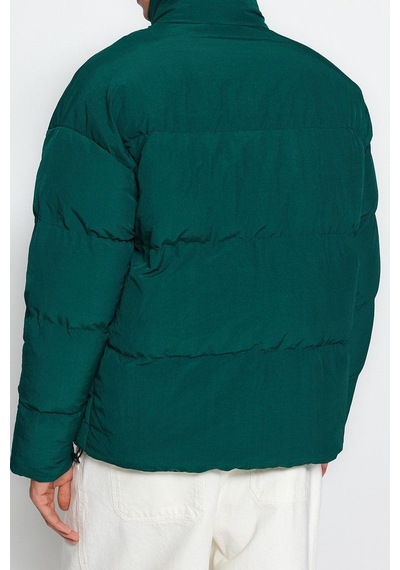 Ersefa Tasarım Düz Astarlı Yaka Standart Bol Dik Unisex Oversize Fit Dik Yeşil