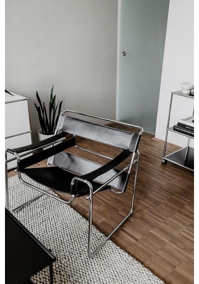 Wassily Chair Modern Tasarım Metal İskelet Deri Oturum İkonik Berjer Koltuk Çok Renkli