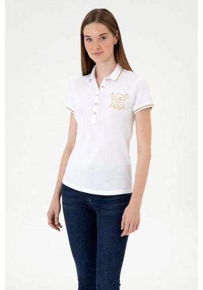 U.S. Polo Assn. Kadın Beyaz Polo Yaka Tişört 50300676-VR013