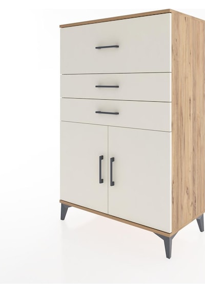 Hyperion Dolap Tek Raflı 3 Çekmeceli 2 Kapaklı 88x44x134 Çam-... Çam
