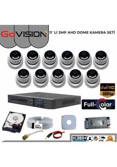 11 Li 2mp Full Color 3.6mm Lens 1080p Fullhd Warmled Ahd Dome Set