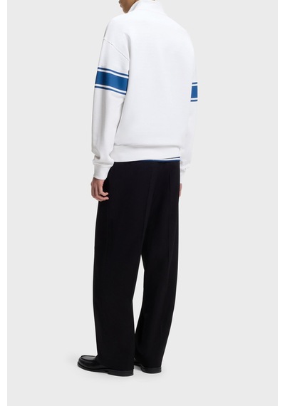 Hugo Pamuklu Relaxed Fit Yarım Fermuarlı Dik Yaka Sweat Erkek Sweat 50563798 100 Beyaz