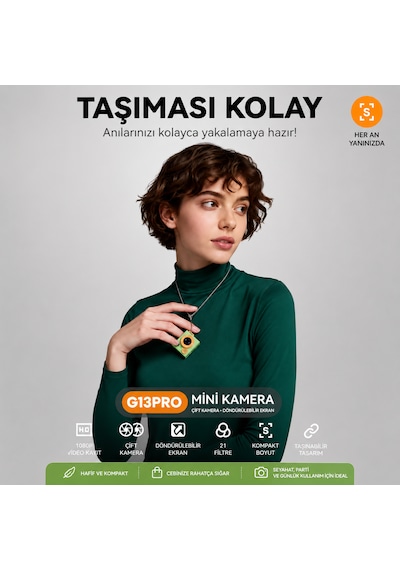 Bubitechh G13 Pro 1080P Mini Kamera Kompakt Dijital Fotoğraf Makinesi