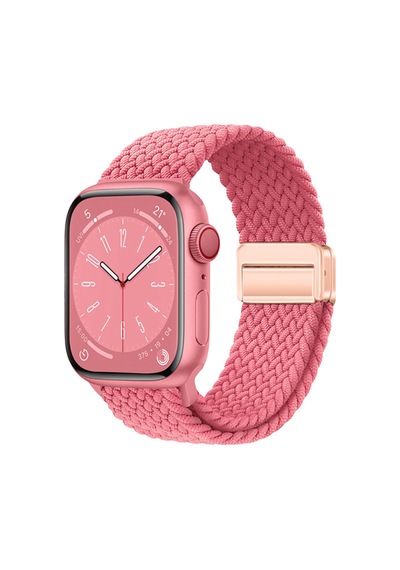 Watch 10 42mm Bsay Krd-134 Örgü Tasarımlı Hasır Kordon Strap Kayış - Pembe