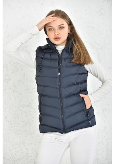 Wapp Unisex Lacivert Mikro Jel Dolgu Çıkarılabilen Fermuarlı Kapü Çok Renkli
