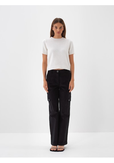Xint Siyah Lüks Dokulu Soft Kadife Oversize Pantolon 201245