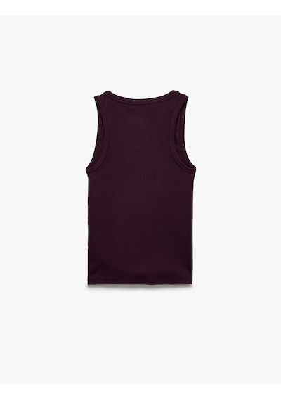Koton Slim Fit Pamuklu Kolsuz U Yaka Fitilli Atlet Mürdüm 7wak10004ek Mor