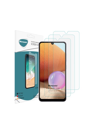 Microsonic Samsung Galaxy Uyumlu A32 4g Screen Protector Nano Glass Cam Ekran Koruyucu 3'lü Paket