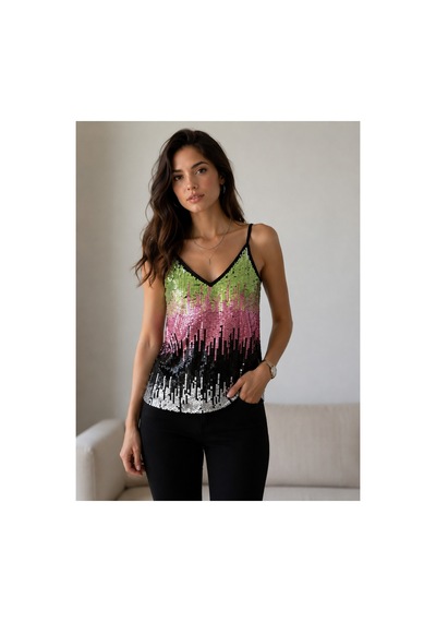 Verymoda Pul Payet Bluz D1184 Siyah Pullu