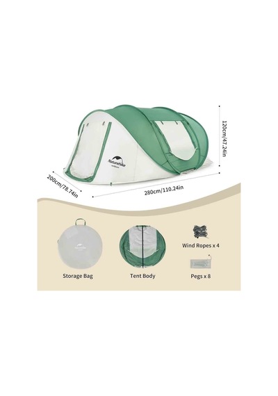 Naturehike Pop Up 3-4 Kişilik Otomatik Kurulum Çadır Yeşil