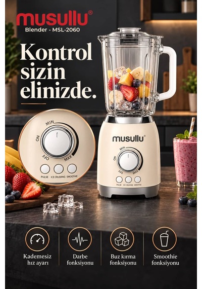 Musullu MSL-2060 800 W Cam Sürahi Retro Blender