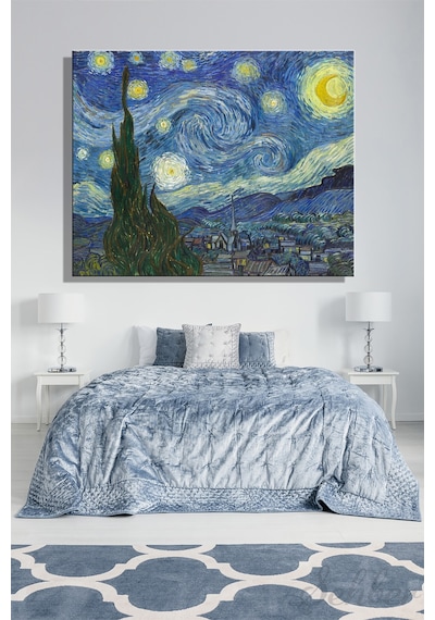 Duvar Tablosu Yatay Kanvas Tekli Salon Mutfak Yatak Odası Ofis Vincent Van Gogh The Starry Night