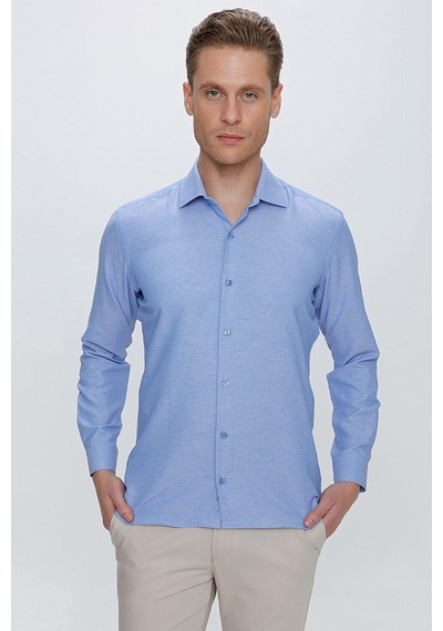 Efor Gk 673 Slim Fit Mavi Klasik Gömlek Mavi