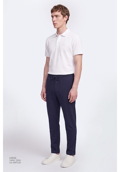 Ac&Co / Altınyıldız Classics Slim Fit Dar Kesim Beli Bağlamalı Yan Cepli Erkek Pantolon - Lacivert