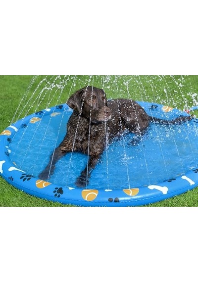 Bestway Evcil Hayvanlar İçin Pati Su Matı, Çap 147 Cm, Kaymaz Yüzey, Su Fıskiyesi, Bahçe Hortumu Bağlantısı, Dayanıklı Pvc, Onarım Yamaları Dahil