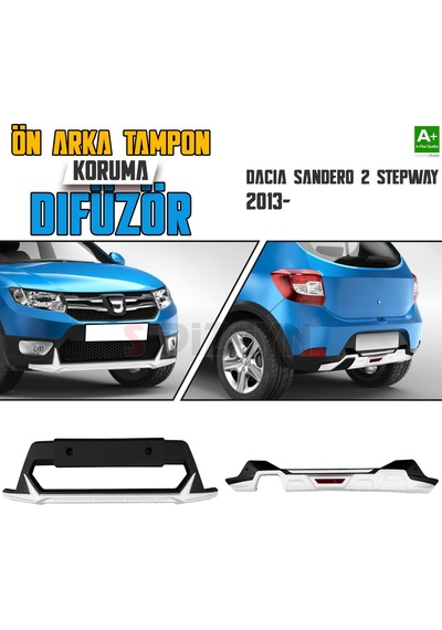 S-dizayn Dacia Sandero 2 Stepway Ön Ve Arka Tampon Koruma Difüzör Seti 2013 Üzeri A+ Kalite