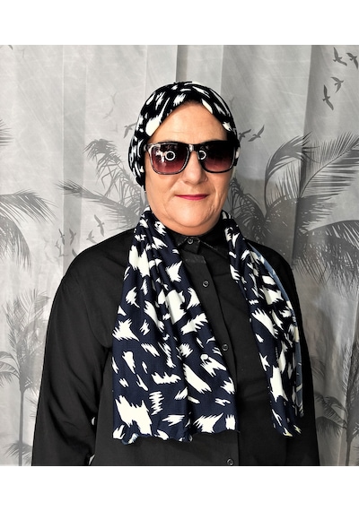 Blue Trend Desenli Dubai Dış Bone Şal 46